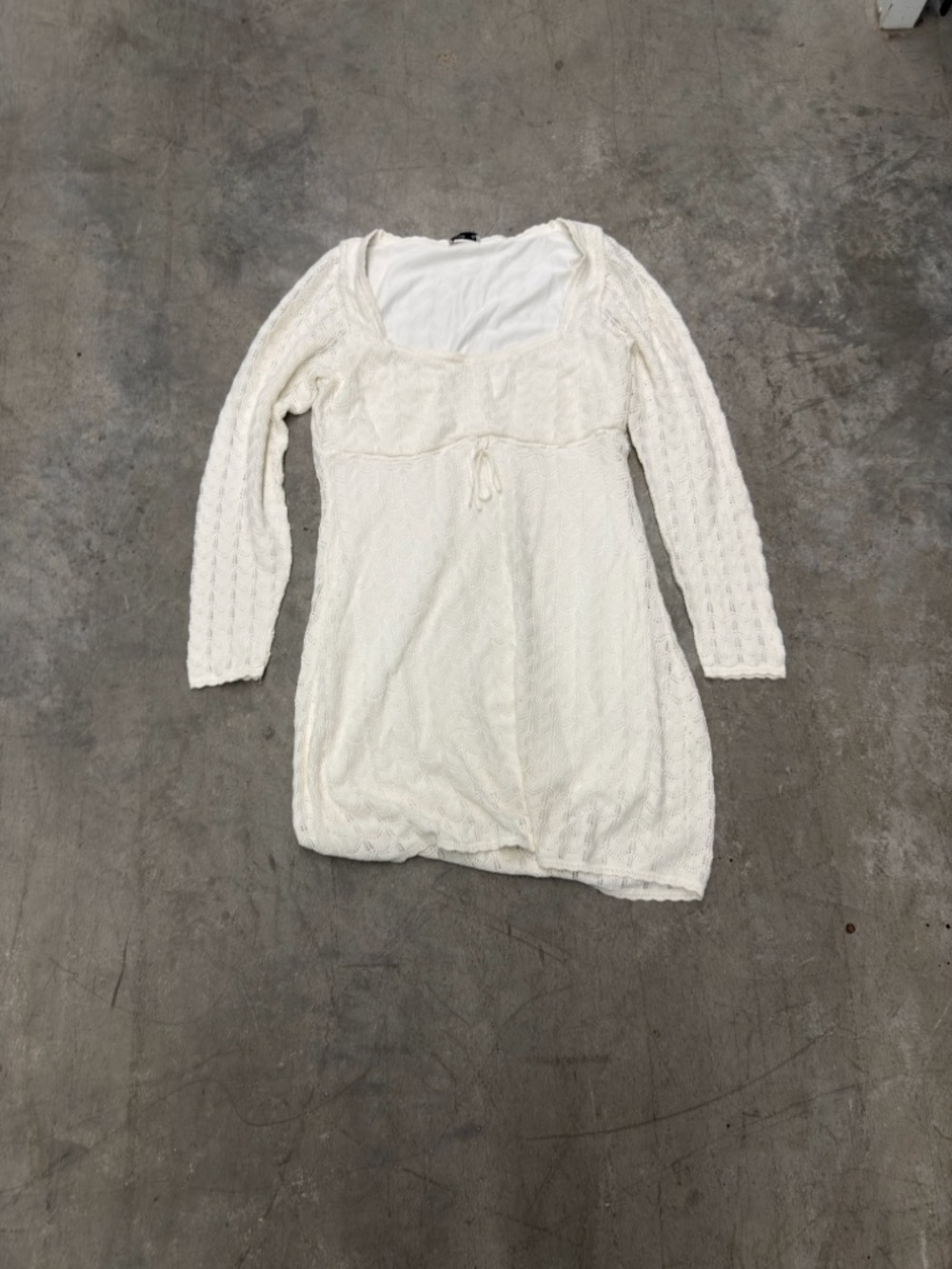 Hollister Cream Cable-Knit Long Sleeve Dress